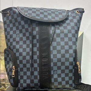 Black and Blue Checkered Backpack